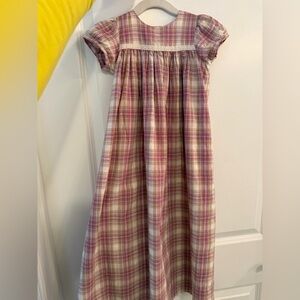 Girls short sleeve plaid maxi dress